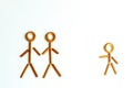 Stylized, symbolic, abstract figures from small bagels and bread straw. Symbolic concept Ã¢â¬â child`s growing up, trust, inner